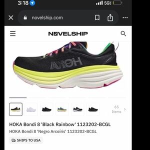 Hoka Bondi 8 Black with Multicolor Accents